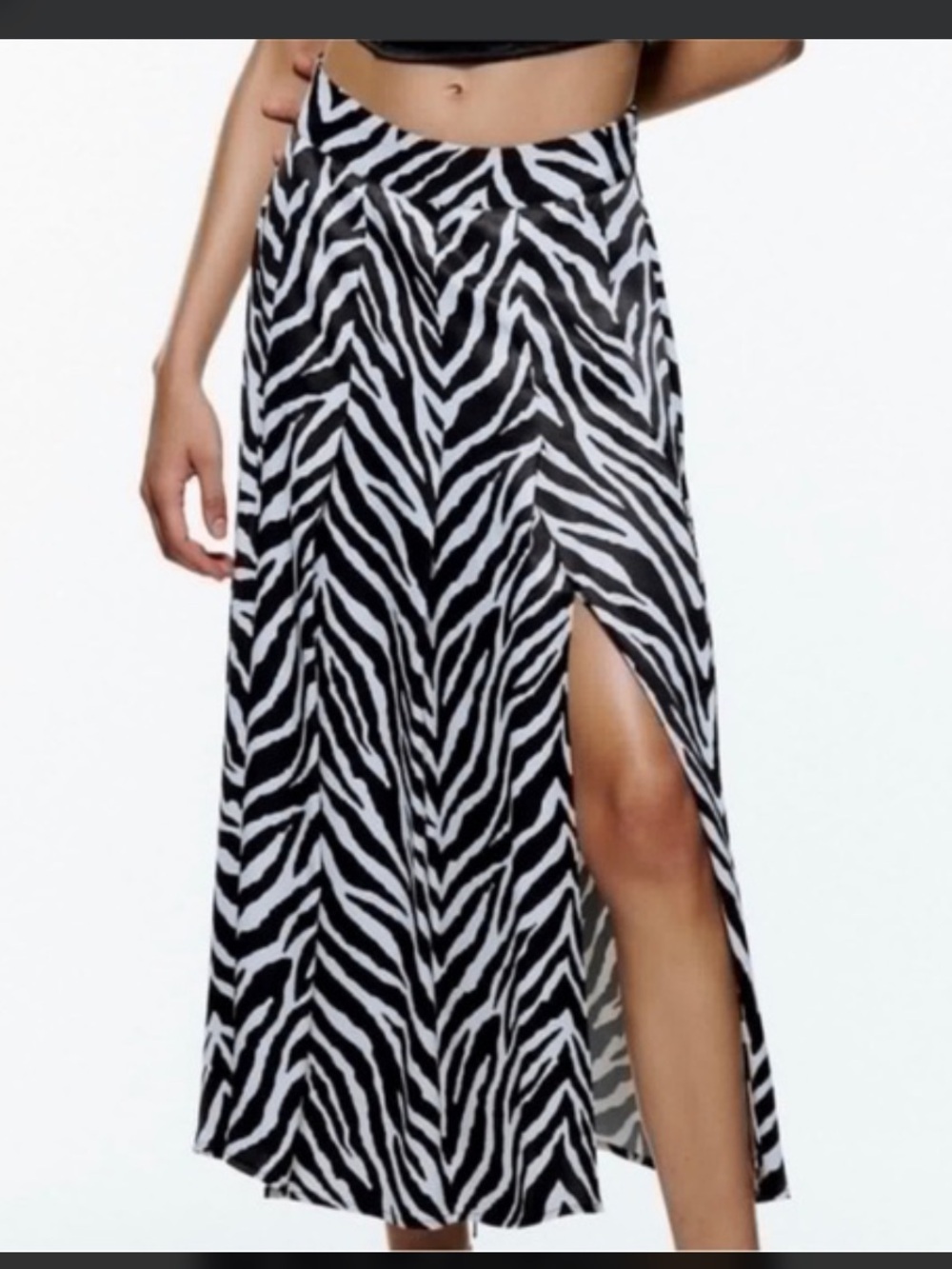 ZARA zebra animal print skirt with slit NEW size xs